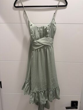 Light Sage High-Low Spaghetti Strap Dress